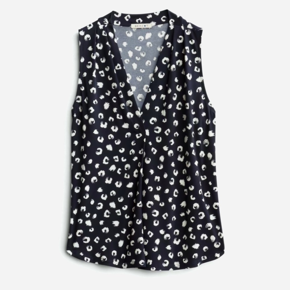 Beacon Sleeveless Navy Blouse